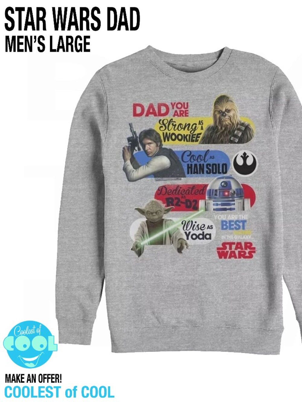 Star Wars Dad You Are the Best Father in the Galaxy Mens large long Sleeve Shirt